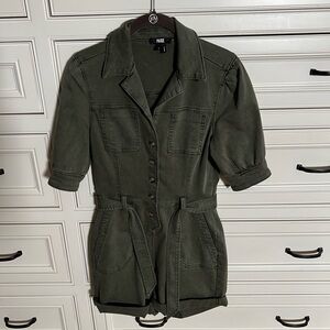 PAIGE Dark Green Button-Up Romper
